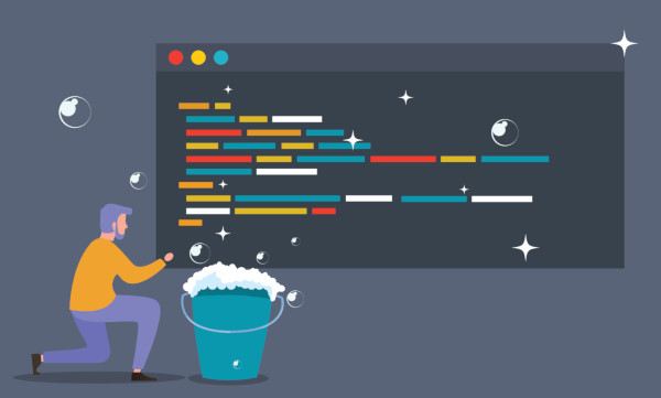 Cleaning code from screen with bucket