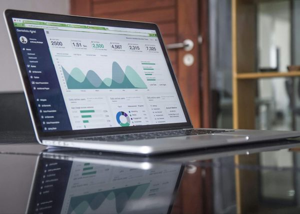 Laptop displaying analytical data on the screen